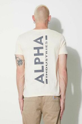 Bombažna kratka majica Alpha Industries bež barva - bež. Lahkotna kratka majica iz kolekcije Alpha Industries