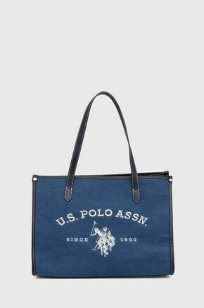 Torbica U.S. Polo Assn. mornarsko modra barva - mornarsko modra. Velika torbica iz kolekcije U.S. Polo Assn. Model na zapenjanje