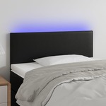 Greatstore LED posteljno vzglavje črno 90x5x78/88 cm umetno usnje