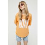Bombažna kratka majica Roxy oranžna barva - oranžna. Kratka majica iz kolekcije Roxy. Model izdelan iz pletenine s potiskom.