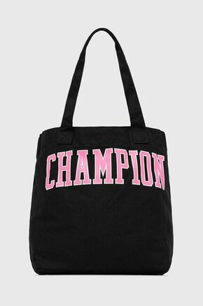 Bombažna torba Champion črna barva - črna. Velika nakupovalna torbica iz kolekcije Champion. brez zapenjanja model izdelan iz tekstilnega materiala.