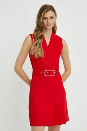 Obleka Morgan rdeča barva - rdeča. Obleka iz kolekcije Morgan. Model izdelan iz enobarvne tkanine. Model iz izjemno udobne tkanine z visoko vsebnostjo bombaža.