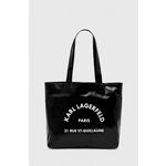 Torbica Karl Lagerfeld črna barva - črna. Velika torbica iz kolekcije Karl Lagerfeld. Model na zapenjanje, izdelan iz sintetičnega materiala.