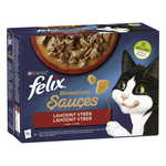Felix hrana za mačke Sensations Sauces govedina, jagnjetina, puran, raca v okusni omaki, 6 (12x85 g)