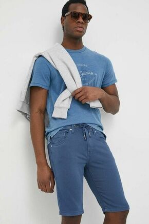 Jeans kratke hlače Pepe Jeans Jagger moške - modra. Kratke hlače iz kolekcije Pepe Jeans. Model izdelan iz enobarvnega materiala. Tehnologija Gymdigo združuje udobje joggerja z vzdržljivostjo denima.