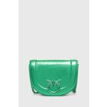 Usnjena torbica Pinko zelena barva, 101510 A1JG - zelena. Majhna torbica iz kolekcije Pinko. Model na zapenjanje, izdelan iz naravnega usnja.