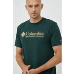 Kratka majica Columbia moški, zelena barva - zelena. Kratka majica iz kolekcije Columbia. Model izdelan iz tanke, rahlo elastične pletenine.