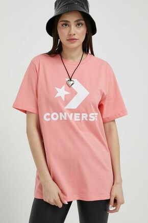 Bombažna kratka majica Converse roza barva - roza. Kratka majica iz kolekcije Converse