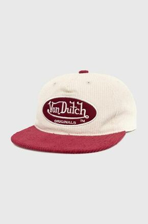 Bombažna bejzbolska kapa Von Dutch rdeča barva - rdeča. Kapa s šiltom vrste snapback iz kolekcije Von Dutch. Model izdelan iz materiala z nalepko.