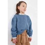 Otroški pulover s primesjo volne Mayoral - modra. Otroške Pulover iz kolekcije Mayoral. Model z okroglim izrezom, izdelan iz enobarvne pletenine. Izjemno udoben material.