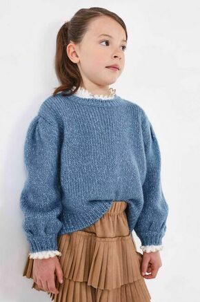 Otroški pulover s primesjo volne Mayoral - modra. Otroške Pulover iz kolekcije Mayoral. Model z okroglim izrezom