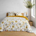 Oker rumena/bela podaljšana posteljnina za zakonsko posteljo iz muslina 260x240 cm Garance – douceur d'intérieur