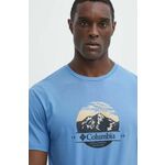 Bombažna kratka majica Columbia Path Lake moška, 1934814 - modra. Kratka majica iz kolekcije Columbia. Model izdelan iz pletenine s potiskom. Bombažen, udoben material.