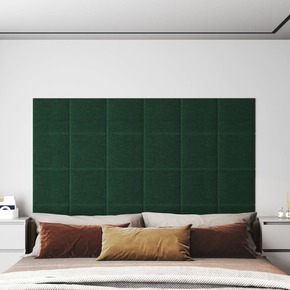 VidaXL Stenski paneli 12 kosov temno zeleni 30x30 cm blago 1