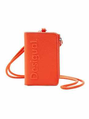 Denarnica Desigual oranžna barva - oranžna. Mala denarnica iz kolekcije Desigual. Model izdelan iz ekološkega usnja.