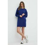 Obleka Armani Exchange - modra. Obleka iz kolekcije Armani Exchange. Model izdelan iz tanke, elastične pletenine. Model iz izjemno udobne tkanine z visoko vsebnostjo bombaža.