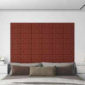 Vidaxl Stenski paneli 12 kosov vinsko rdeči 30x15 cm um. usnje 0