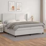 Box spring postelja z vzmetnico bela 200x200 cm umetno usnje - vidaXL - Bela - 96,03 - 200 x 200 cm - vidaXL