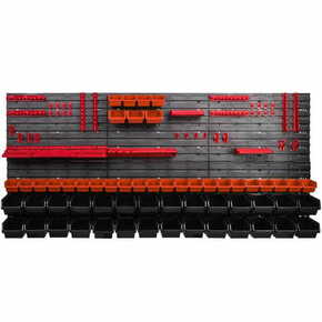 Botle Delavniški panel za orodja 173 x 78 cm z 57 kos Škatla viseče Oranžna in Črna škatle plastika XL