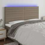 vidaXL LED posteljno vzglavje taupe 160x5x118/128 cm blago