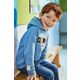 Otroški pulover Mayoral s kapuco - modra. Otroški pulover s kapuco iz kolekcije Mayoral. Model izdelan iz pletenine z nalepko.