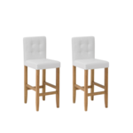 Beliani Garnitura dveh barskih stolov, oblazinjenih v kremno beli barvi, MADISON