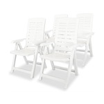 VIDAXL Nastavljivi vrtni stoli 4 kosi plastika bele barve
