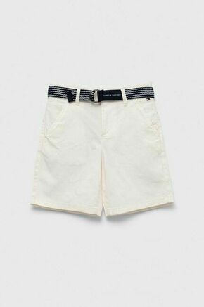 Otroške kratke hlače Tommy Hilfiger bela barva - bela. Otroški kratke hlače iz kolekcije Tommy Hilfiger. Model izdelan iz enobarvnega materiala. Lahek material