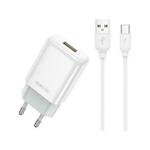 Jellico Adapter EU01 12W 2,4A USB A s kablom Tyoe C - (EU Blister) bel