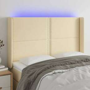 Shumee LED posteljno vzglavje krem 147x16x118/128 cm blago