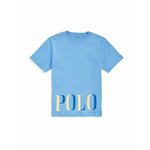Otroška bombažna kratka majica Polo Ralph Lauren - modra. Otroški kratka majica iz kolekcije Polo Ralph Lauren. Model izdelan iz tanke, elastične pletenine.
