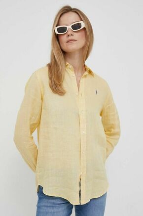 Lanena srajca Polo Ralph Lauren rumena barva - rumena. Srajca iz kolekcije Polo Ralph Lauren. Model izdelan iz lahke tkanine. Ima klasičen ovratnik. Izjemno udoben