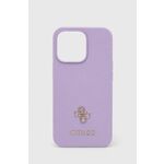 Guess iphone 13 pro / 13 6,1" ovitek vijolična trda torbica saffiano 4g majhen kovinski logotip