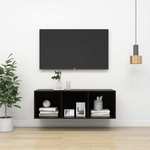 vidaXL Stenska TV omarica visok sijaj črna 37x37x107 cm iverna plošča