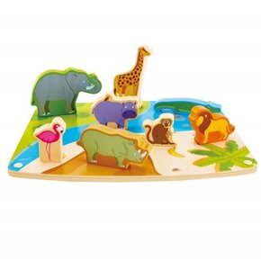 Hape puzzle safari živali na igralni podlagi