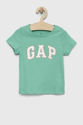 Otroška bombažna kratka majica GAP zelena barva - zelena. Otroški Lahkotna kratka majica iz kolekcije GAP. Model izdelan iz tanke