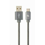 GEMBIRD CC-USB2S-AMCM-1M-BG Premium spiralni kovinski Type-C USB polnilni in podatkovni kabel 1m kovinsko siva