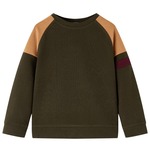 vidaXL Otroški pulover temno kaki in kamelja 116