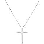 JwL Luxury Pearls Srebrna ogrlica križ z desnim biserjem JL0455 (veriga, obesek) srebro 925/1000