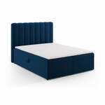 Temno modra boxspring postelja s prostorom za shranjevanje 160x200 cm Gina – Milo Casa