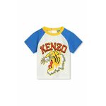 Otroška bombažna majica Kenzo Kids bela barva - bela. Za dojenčke kratka majica iz kolekcije Kenzo Kids. Model izdelan iz pletenine s potiskom.