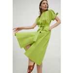 Bombažna obleka Answear Lab zelena barva - zelena. Obleka iz kolekcije Answear Lab. Model izdelan iz enobarvne tkanine. Model iz izjemno udobne bombažne tkanine.