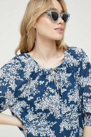 Bombažna majica Abercrombie &amp; Fitch ženska - modra. Bluza iz kolekcije Abercrombie &amp; Fitch