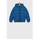 Otroška jakna Geox - modra. Otroški jakna iz kolekcije Geox. Podložen model, izdelan iz gladkega materiala.