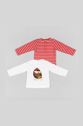 Otroška bombažna majica z dolgimi rokavi zippy 2-pack rdeča barva - rdeča. Otroški Majica z dolgimi rokavi iz kolekcije zippy. Model izdelan iz tanke