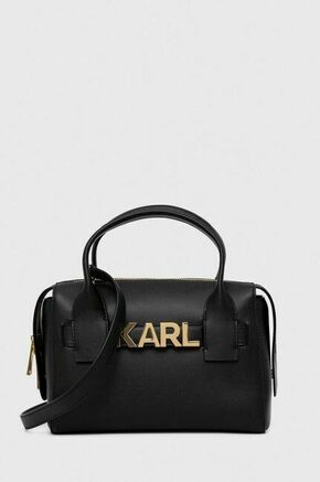 Torbica Karl Lagerfeld črna barva - črna. Majhna nakupovalna torbica iz kolekcije Karl Lagerfeld. Model na zapenjanje