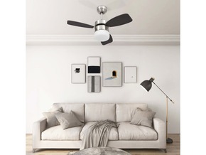VIDAXL Stropni ventilator z lučjo in daljincem 76 cm temno rjav