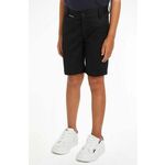 Otroške kratke hlače Tommy Hilfiger črna barva - črna. Otroški kratke hlače iz kolekcije Tommy Hilfiger. Model izdelan iz enobarvnega materiala.