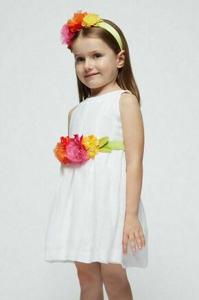 Otroška obleka Mayoral bela barva - bela. Otroški obleka iz kolekcije Mayoral. Model izdelan iz materiala z nalepko. Zaradi vsebnosti poliestra je tkanina bolj odporna na gubanje.