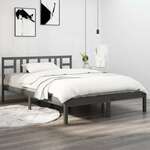 Greatstore Okvir za posteljo, siv, masivni les, 120x190 cm, dvojni